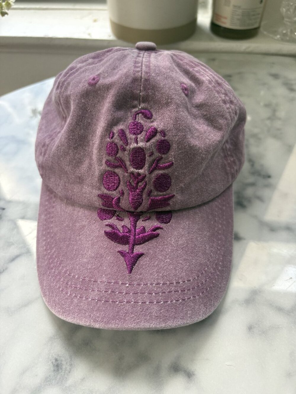 FP Movement Blooming Buti Baseball Cap Mauve Purple Embroidered